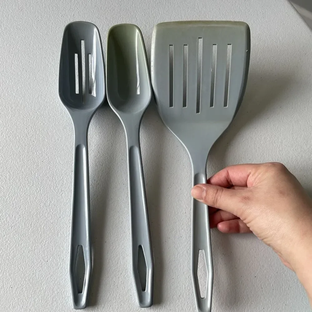 Vintage King Kraft Nylon Slatted Spatula Turner Cooking Spoons Blue Lot of 3 USA